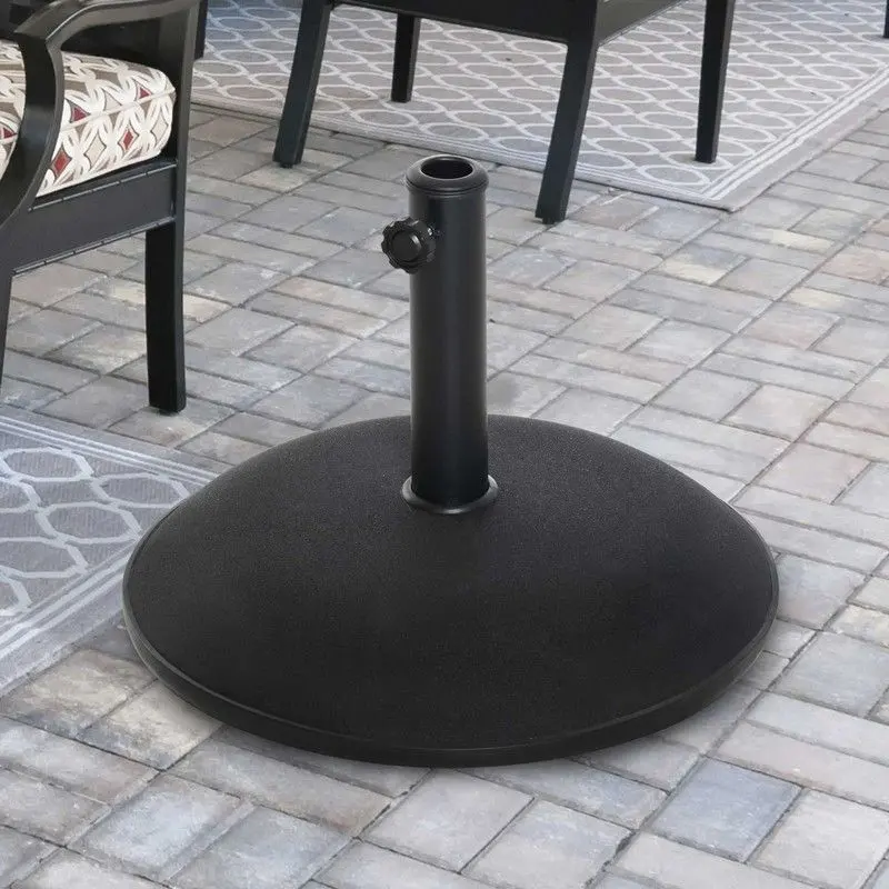 Outsunny 25 kg Round Concrete Umbrella Base – Heavy-Duty Outdoor Parasol Weight Stand (49 cm Diameter, Black)