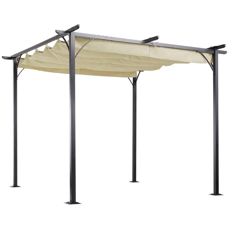 Outsunny 3 m x 3 m Adjustable Metal Pergola with Retractable Roof