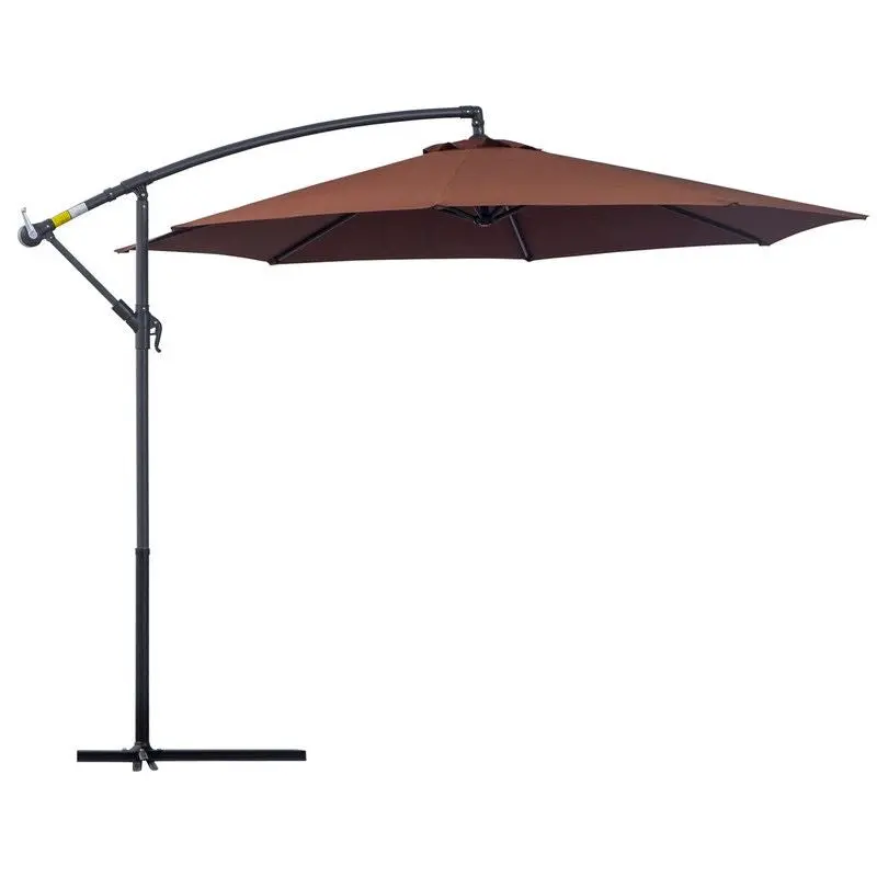 Outsunny 3-Metre Hanging Parasol – Coffee-Coloured Circular Canopy