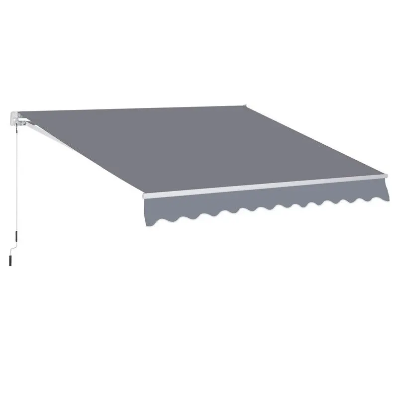 Outsunny Manual Retractable Awning – 3 m x 2.5 m Grey Sun Shade Canopy for Gardens