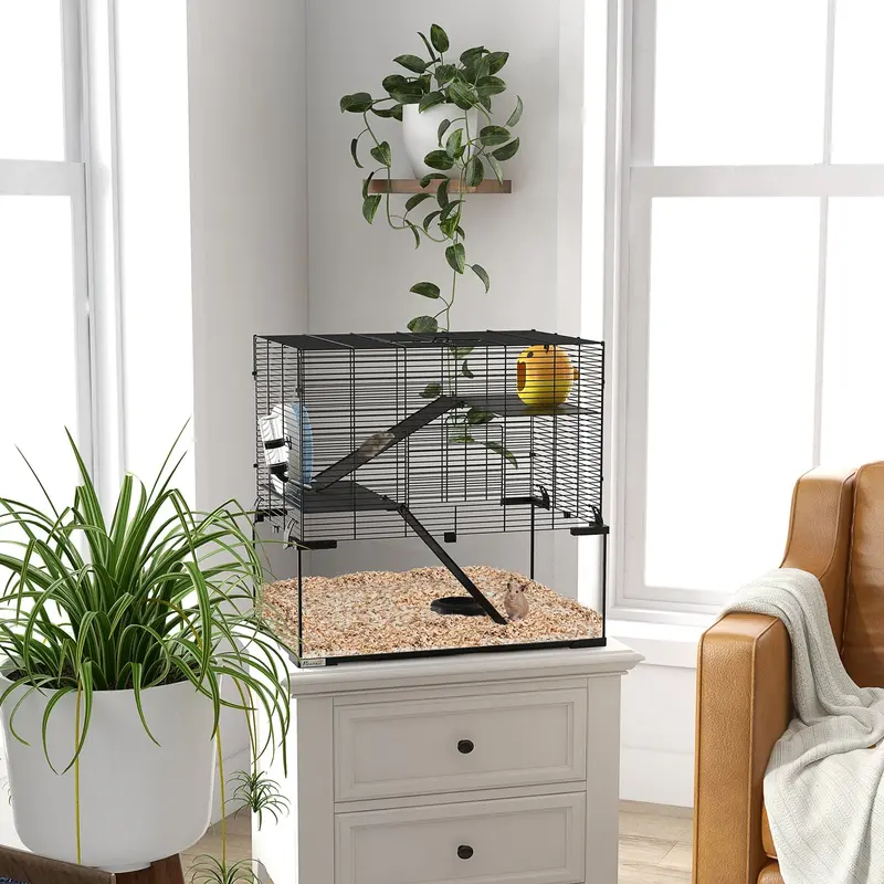 PawHut 3-Tier Hamster Habitat with Accessible Platforms & Ramp