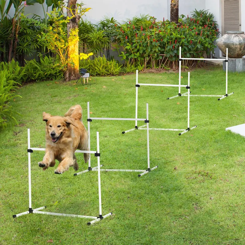 PawHut Canine Agility Training Kit – Modular White Obstacle Set for Home or Outdoor Dog Fitness