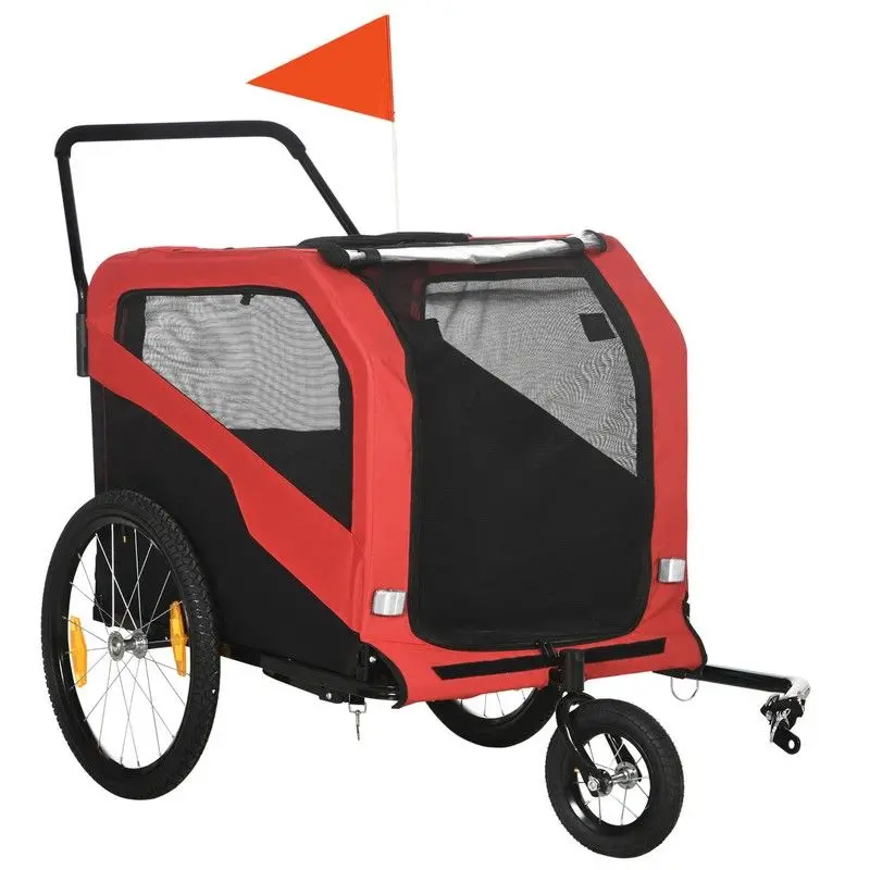 PawHut Dual-Function Dog Bike Trailer & Stroller – Large Breed Pet Transport with Hitch Kit