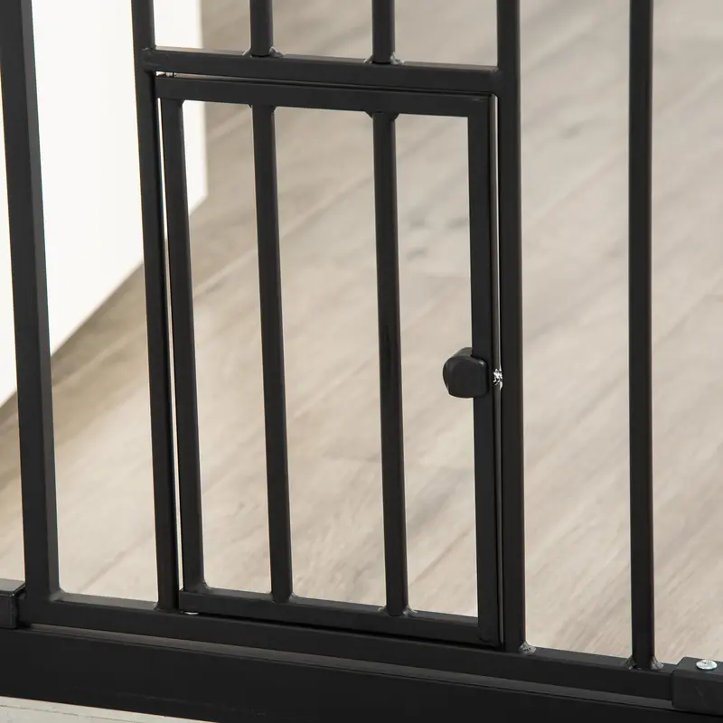 PawHut Extra-Height Pet Gate with Integrated Cat Door – Adjustable Safety Barrier for Stairs or Rooms