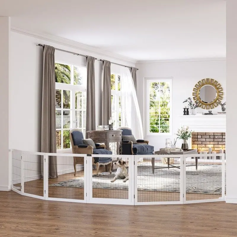 PawHut Solid Wooden Freestanding Pet Barrier