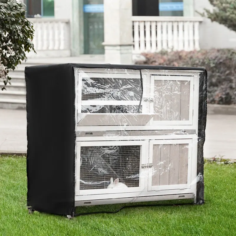 PawHut Two-Tier Wooden Rabbit Hutch – Weatherproof Guinea Pig or Bunny House