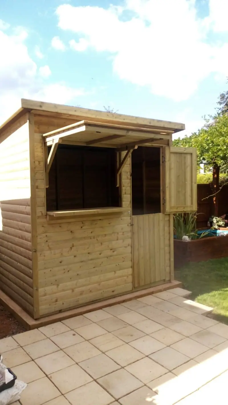 Pent-Roof Garden Bar – 8ft x 6ft Outdoor Serving Unit by Churnet Valley (XCH02)