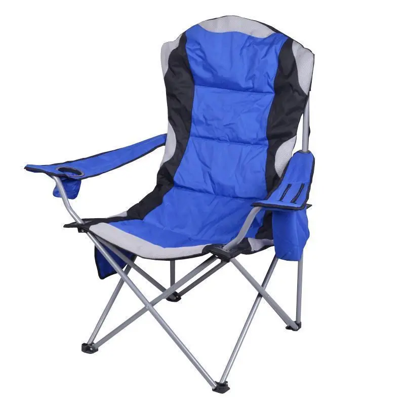 Premium Padded Blue Camping Chair with Built-in Drink Holder