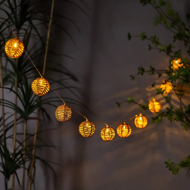 Rattan-Style Solar String Lights – 10-Pack Warm White LED Set, 1.8 m