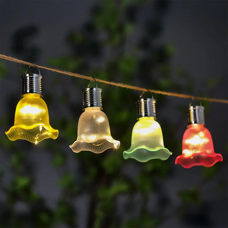 Red Flower-Shaped Solar Garden Lantern – 10 cm LED Outdoor Decoration