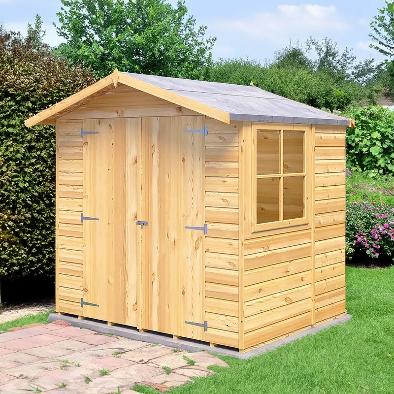 Shire Alderney 6′ x 7’2″ Apex Garden Shed – Tongue & Groove Dip-Treated Build
