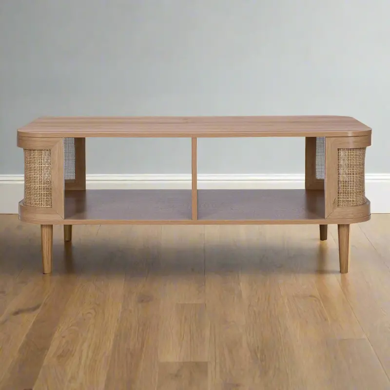Stockholm Beige Coffee Table – Two-Tier Shelf Design