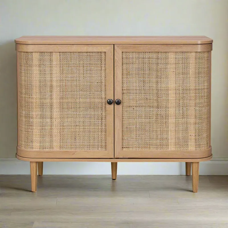 Stockholm Beige Sideboard – 2-Door, 4-Shelf Living Room Storage Cabinet