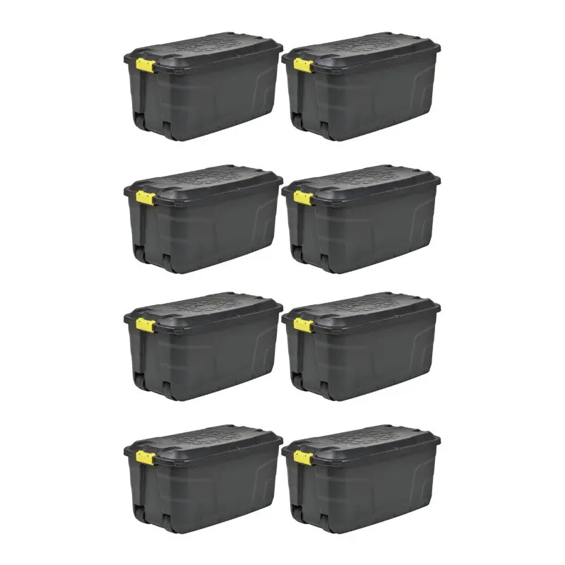 Strata Heavy-Duty 8-Pack 145L Extra-Large Black Plastic Storage Boxes