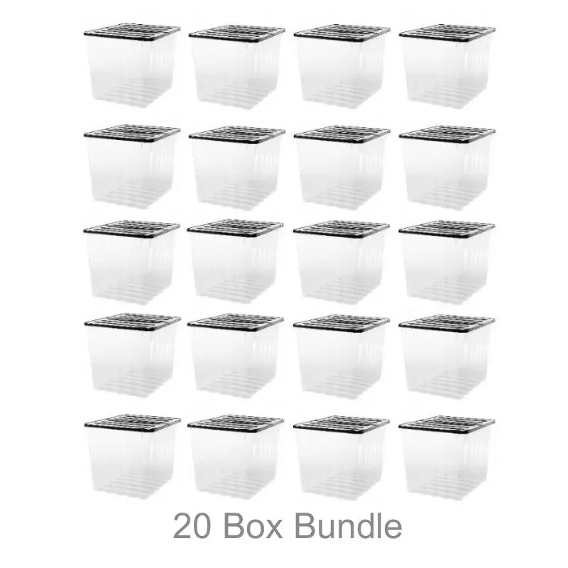 Strata Supa Nova 20-Pack Extra-Large 110L Clear & Black Plastic Storage Boxes