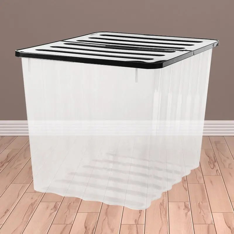 Strata Supa Nova Extra-Large 110L Clear & Black Plastic Storage Box