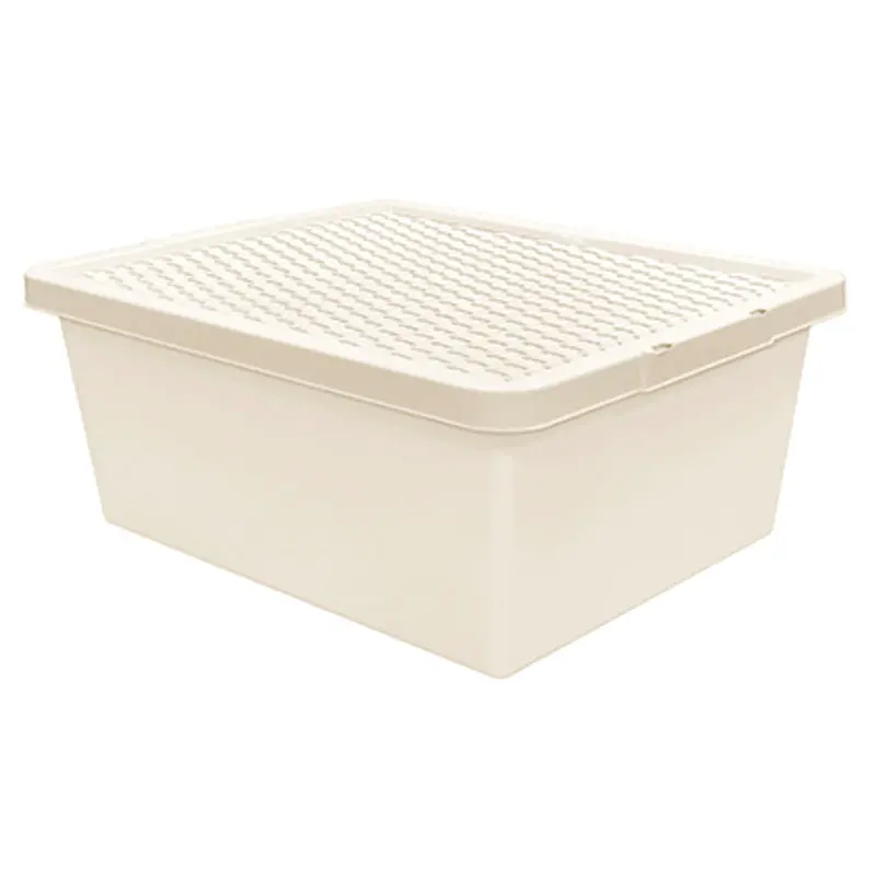 Thumbs Up Cream Plastic Storage Box – 10-Litre Stackable Organizer