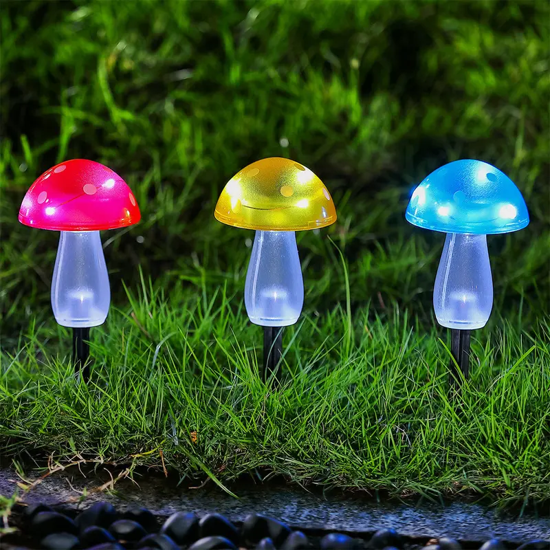 Toadstool Solar Stake Light – 5 White LEDs, 20 cm Tall Garden Ornament