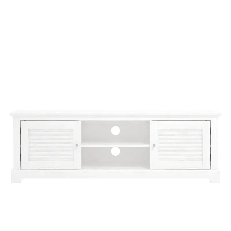 White Salcombe TV Stand – 6-Shelf, 2-Door Media Unit
