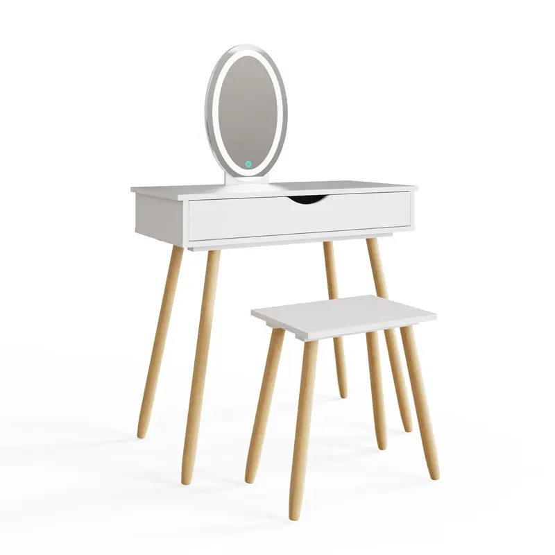 White Signy Tall Dressing Table – 1-Drawer Vanity Unit