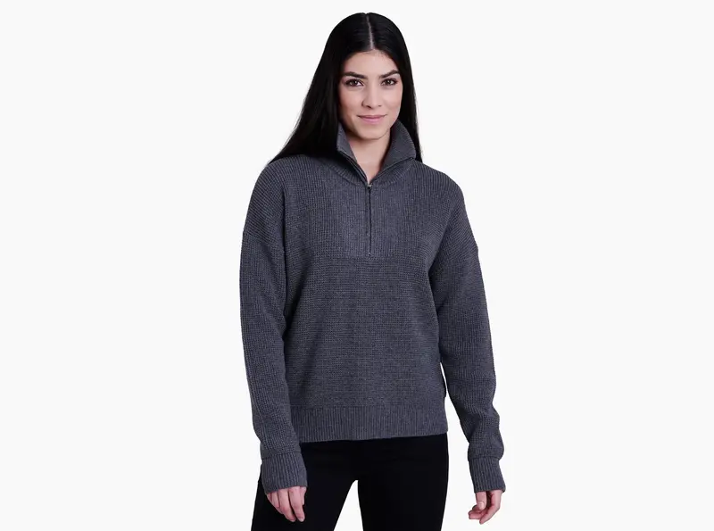 Women’s Norda Quarter-Zip Sweater – Merino-Blend Knit Top
