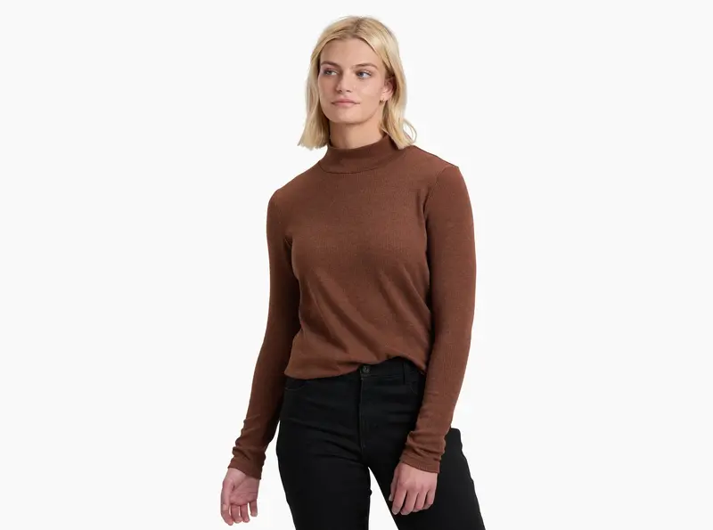 Women’s Verona Ribbed Long Sleeve Top – Textured Knit Base Layer