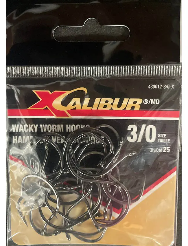 XCalibur Black Wacky Worm Fishing Hooks – 25-Piece Pack