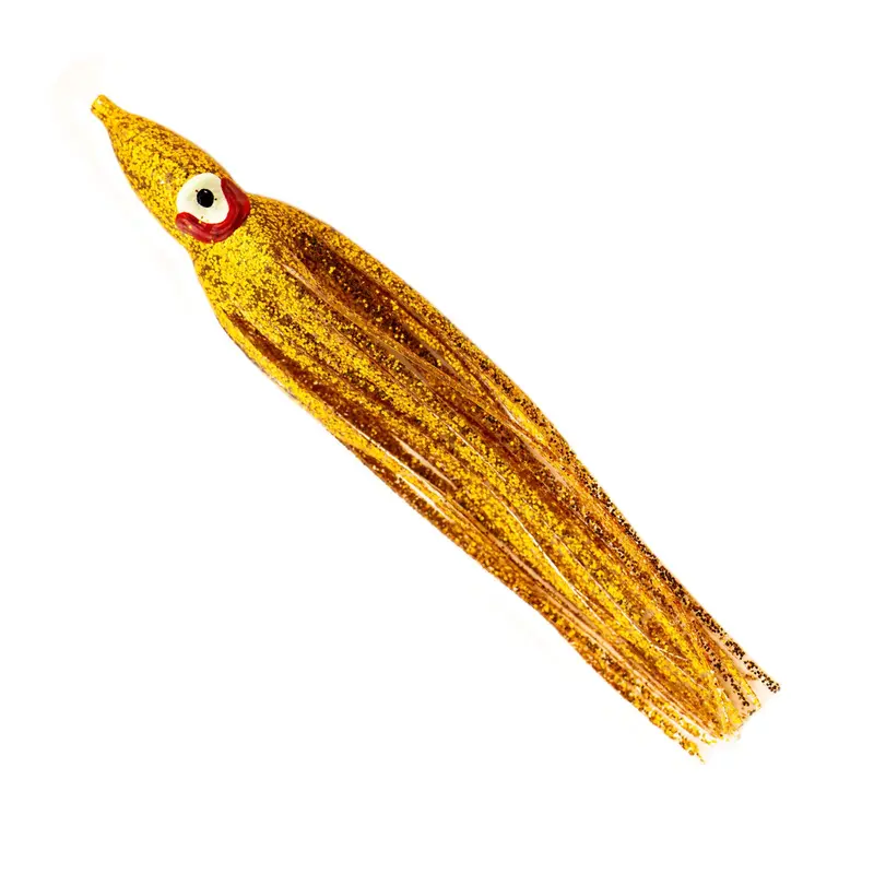 Yamashita Squid Soft Baits – Gold Glitter, 4.5″, 5-Pack